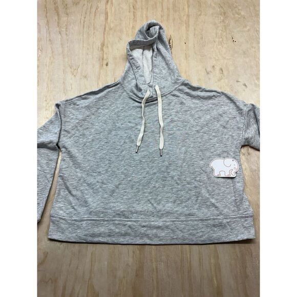 Ivory Ella Hoodie XS Elephant Cotton Blend Gray Cropped‎ - Picture 3 of 5